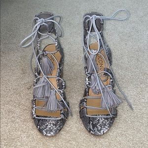 Coconuts by Matisse snake skin tassel heels